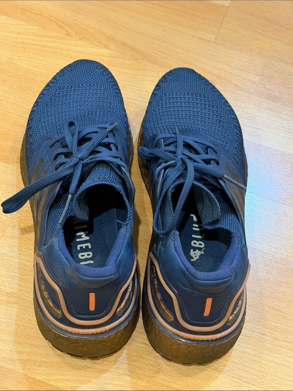 Adidas ultra boost primeblue navy blue Knit Sneakers with Orange Accent